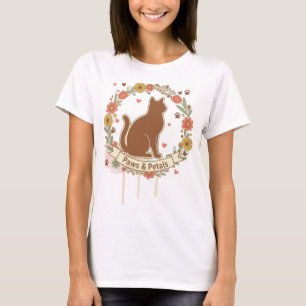 Paws & Petals Kat Bloemontwerp T-shirt