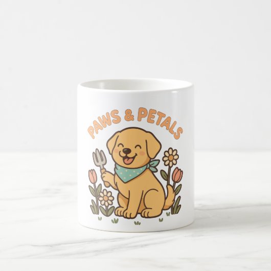 Paws & Petals – Schattige Gardening Dog Shirt voor Koffiemok (Center)