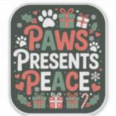 Paws Presenteert Vrede - Kerstbadge voor Honden Sticker (Voorkant)