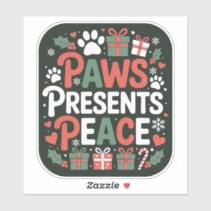 Paws Presenteert Vrede - Kerstbadge voor Honden Sticker