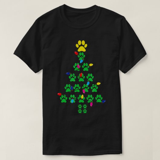 Paws Print Christmas Tree Dog Cat  T-shirt (Design voorkant)