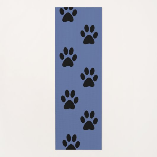 Paws prints yoga mat black and blue (Voorkant)
