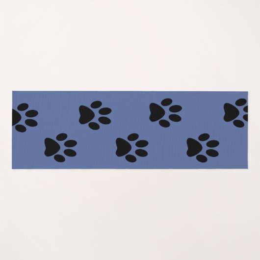 Paws prints yoga mat black and blue (Voorkant (horizontaal))
