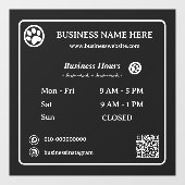 Paws QR Code Minimalistische Zakelijke Openingsure Raamsticker (Vel)