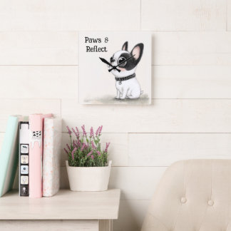 Paws & Reflect Franse Bulldog Muurklok Vierkante Klok