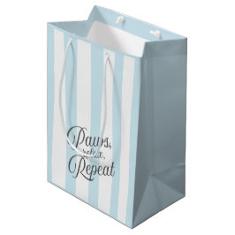 'Paws, Relax, Repeat.' Blauw en wit gestreept  Medium Cadeauzakje