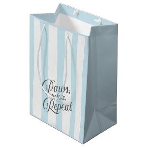'Paws, Relax, Repeat.' Blauw en wit gestreept Medium Cadeauzakje
