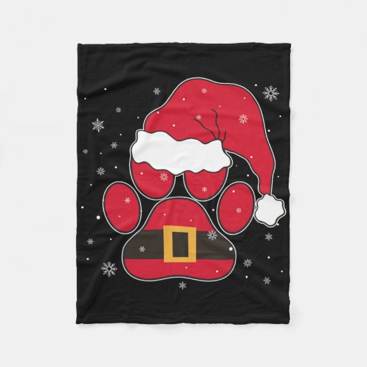 Paws Santa Hat Dog Cat Paw Christmas Pet Lover  Fleece Deken (Voorkant)
