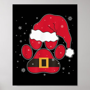 Paws Santa Hat Hond Kat Poot Kerst Huisdier Liefhe Poster