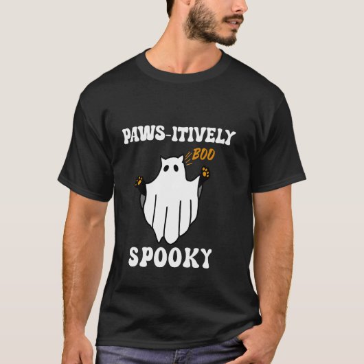Paws Spooky Halloween Ghost Cat T-shirt (Voorkant)