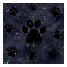 Paws Star en Crescent Moons Blue Waterverf