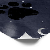 Paws Star en Crescent Moons Blue Waterverf Perfect Poster (Hoek)
