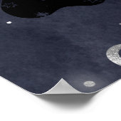 Paws Star en Crescent Moons Blue Waterverf Poster (Hoek)