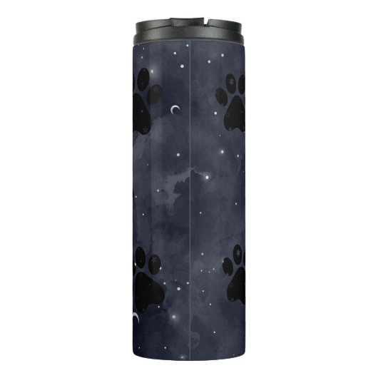 Paws Star en Crescent Moons Blue Waterverf Thermosbeker (Achterkant)