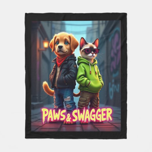 Paws & Swagger™ Stijlvolle huisdierenkleding babyd Fleece Deken (Voorkant)