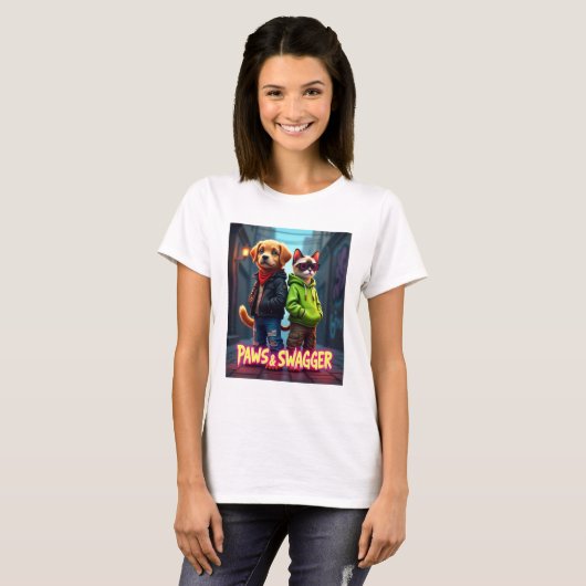 Paws & Swagger™ Stijlvolle huisdierenkleding babyd T-shirt (Voorkant volledig)