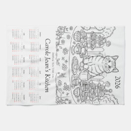 Paws & Tea Time Kitchen Tea Towels 2026 Calendar Theedoek