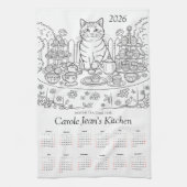 Paws & Tea Time Kitchen Tea Towels 2026 Calendar Theedoek (Verticaal)