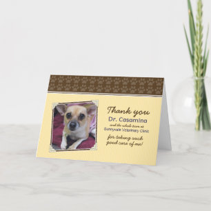 Paws Thank You Card voor de dierenarts (geel/bruin Bedankkaart