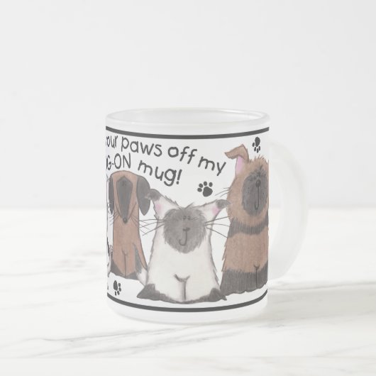 Paws uit! matglas koffiemok (Voorkant rechts)