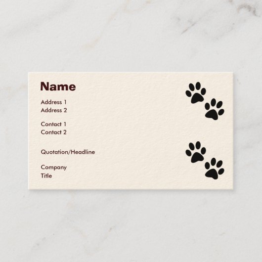 Paws Visitekaartje (Voorkant)