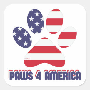 PAWS VOOR AMERIKA grappige amerikaanse hond Vierkante Sticker