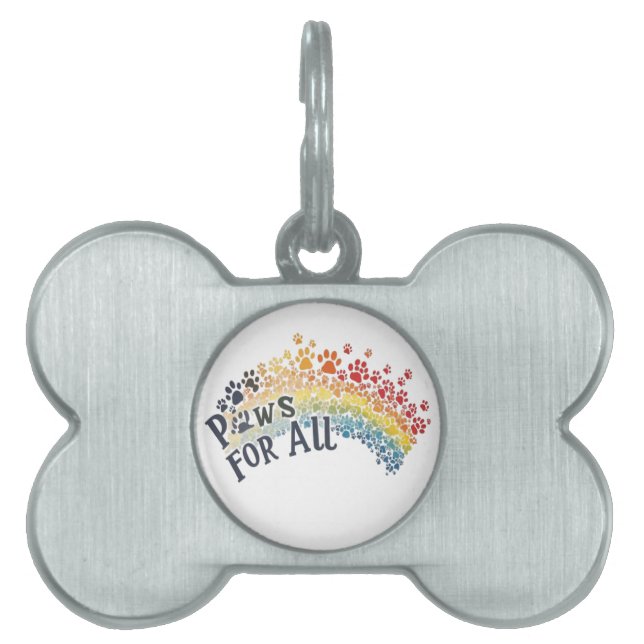 Paws voor iedereen – Rainbow Paw Print Unity Huisdieren Naamplaatje (voorkant)