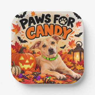 Paws voor Snoepgoed Halloween Hond Papieren Bordje