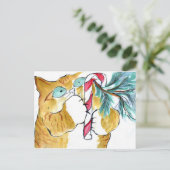 Paws Yank! Oranje tijger- en snoepriet Briefkaart (Staand voorkant)