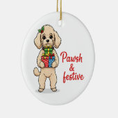 Pawsh and Festive Dog, Fancy Christmas Dog Keramisch Ornament (Rechts)
