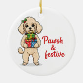 Pawsh and Festive Dog, Fancy Christmas Dog Keramisch Ornament (Achterkant)
