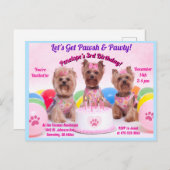 Pawsh & Party Verjaardag Uitnodiging Briefkaart (Voorkant / Achterkant)