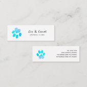 Pawsitief blauwe Waterverf Heart Pets Paw Print Mini Visitekaartje (Voorkant / Achterkant)