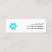Pawsitief blauwe Waterverf Heart Pets Paw Print Mini Visitekaartje (Achterkant)