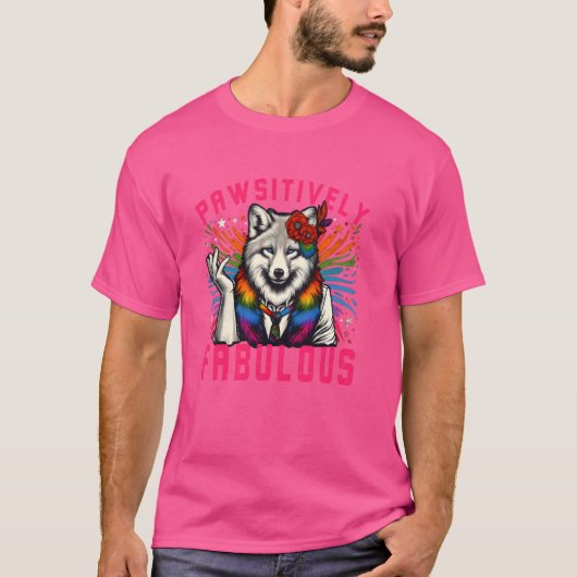 Pawsitief Fabulous Furry Fox Wolf Fursona Fandom T-shirt (Voorkant)