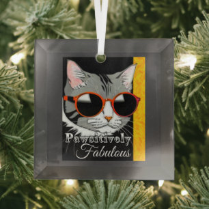 Pawsitief fantastische kat glas ornament