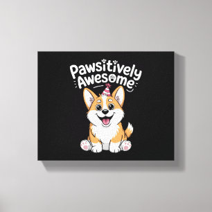 Pawsitief Geweldige Corgi Verjaardag Hond Shirt Canvas Afdruk