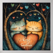 Pawsitief in Liefde Gezellig Samen Poster Wall Art (Voorkant)