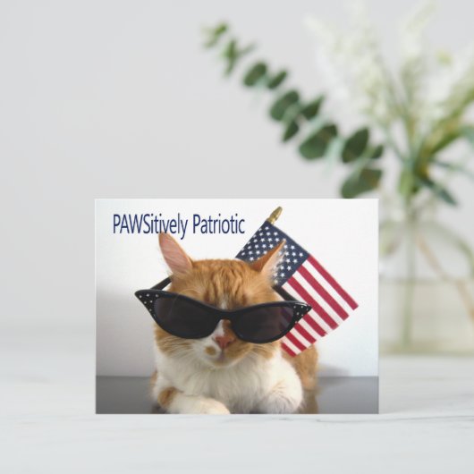 PAWSitief Patriotic Cat Briefkaart (Staand voorkant)