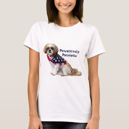 Pawsitief Patriotic Shih Tzu Lhasa Apso T-shirt (Voorkant)