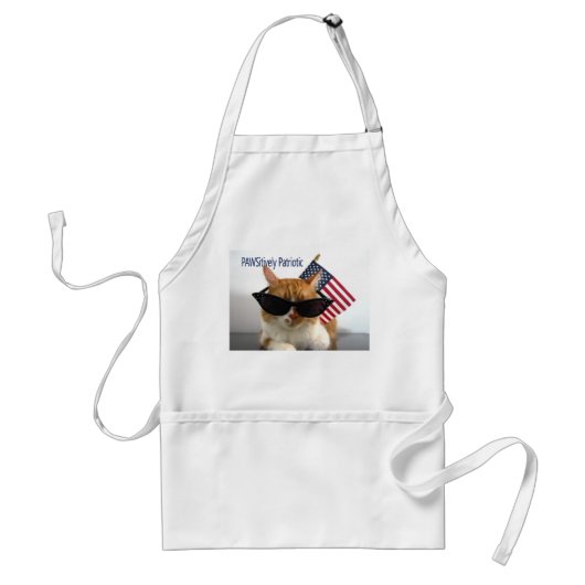 PAWSitief patriottisch kool kat met vlag Apron Standaard Schort (Voorkant)