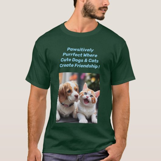 Pawsitief Purfect Dog & Cat T-Shirt Design. (Voorkant)