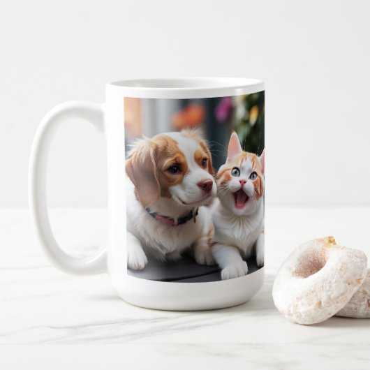 Pawsitief Purrfect Friendship Mok Design. (Met donut)