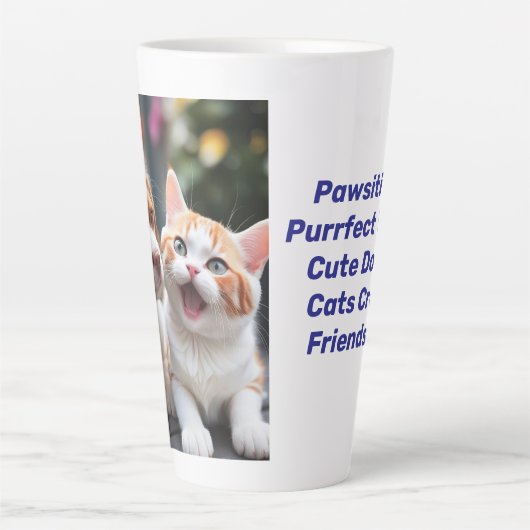 Pawsitief Purrfect Pet Latte Mok Design. (Voorkant)