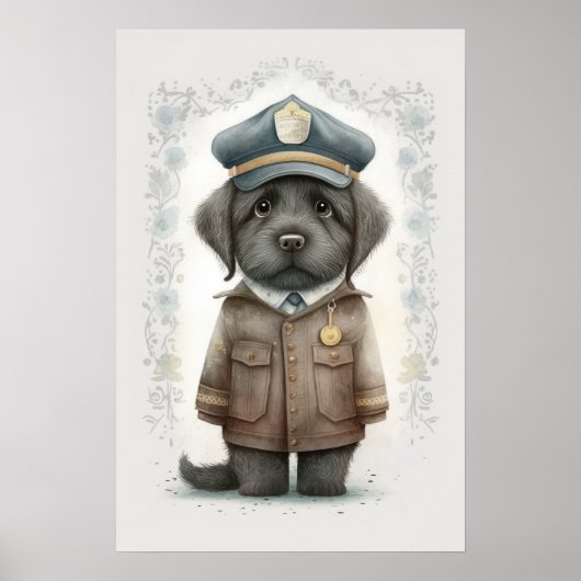 Pawsitief Schattig: Cute Dog Polieman Poster (Voorkant)