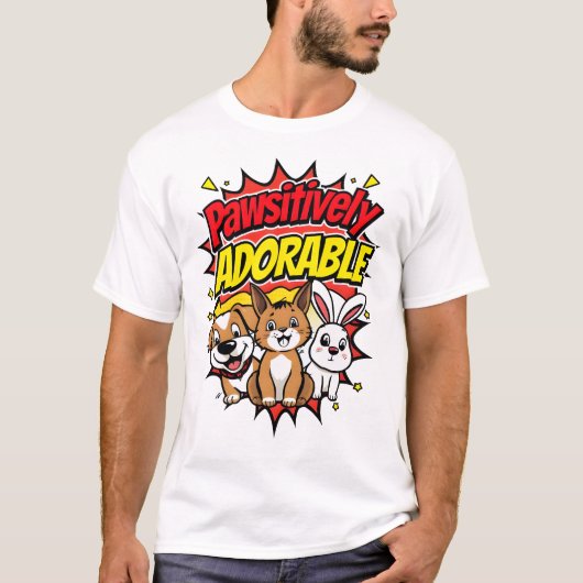 "Pawsitief Schattig: huisdieren in komische stijl, T-shirt (Voorkant)