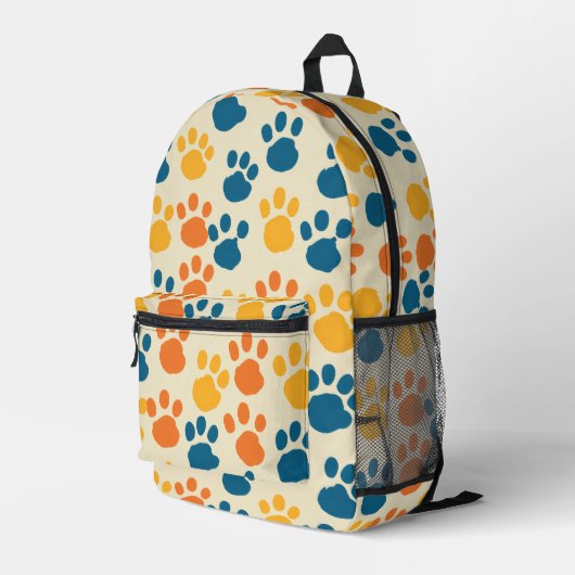 Pawsitief Schattigee beige Bedrukte Rugzak (Achterkant Hoek Rechts)