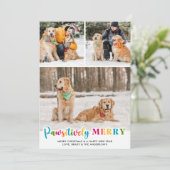 Pawsitief vrolijk kleurrijke aangepaste hond 3 fot feestdagenkaart (Staand voorkant)