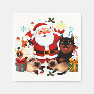 Pawsitief vrolijk: Santa's blije menagerie Servet