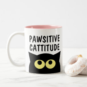 Pawsitieve Kattenattitude grappige kat cartoon kof Tweekleurige Koffiemok